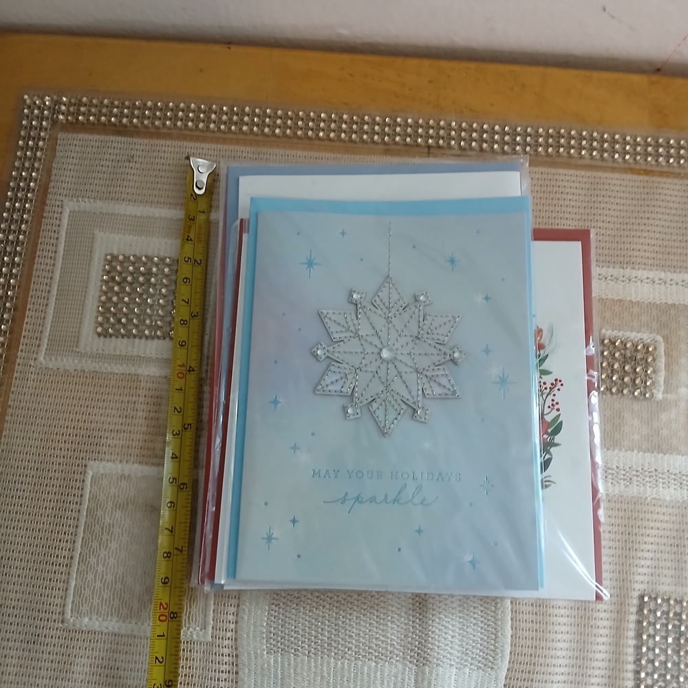 Set of 6 Papyrus 3D Jeweled Bejeweled Shiny Greeting Christmas Cards Beautiful - Picture 9 of 9